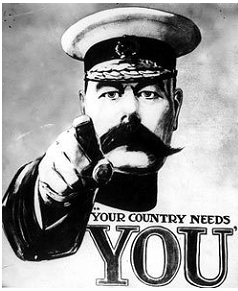 picture of soldier pointing with text your country needs you